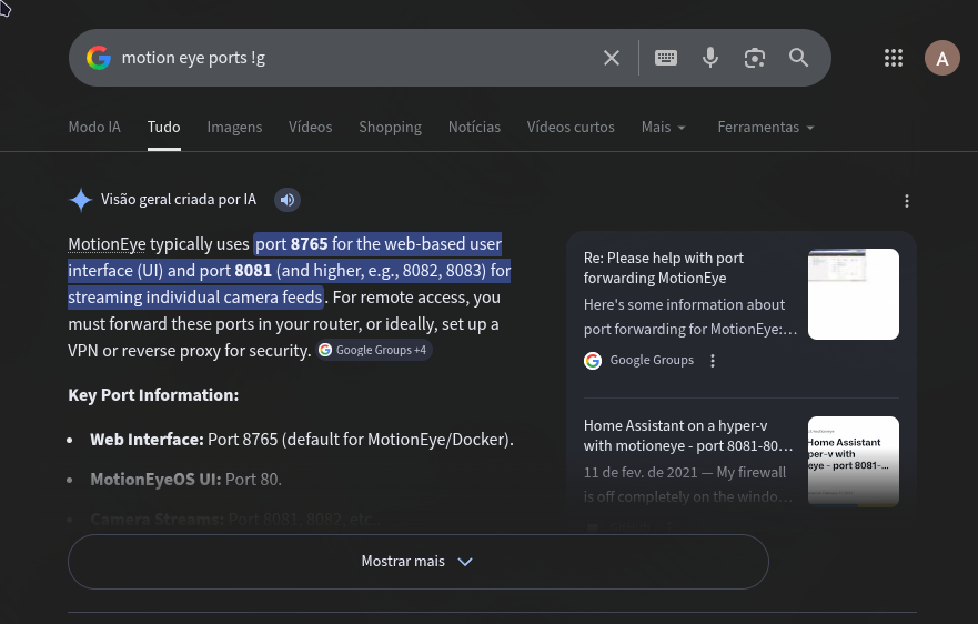 Showing google results