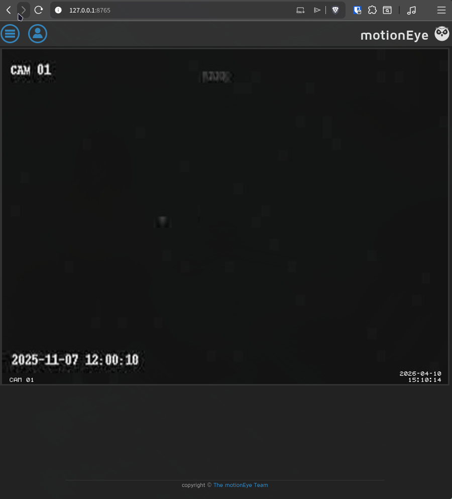 Motion Eye Webpage