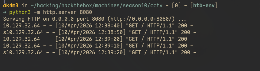 Showing python server receiving requests